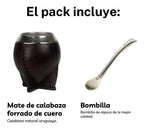 Combo 9 -Mate Forrado en Cuero y Bombilla Alpaca