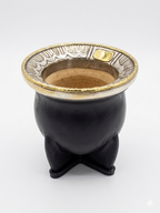 Mate de calabaza con virola de aplaca cincelada y fleje de bronce