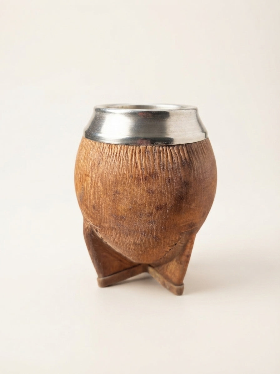 Mate de Calabaza Forrado en Cuero Crudo
