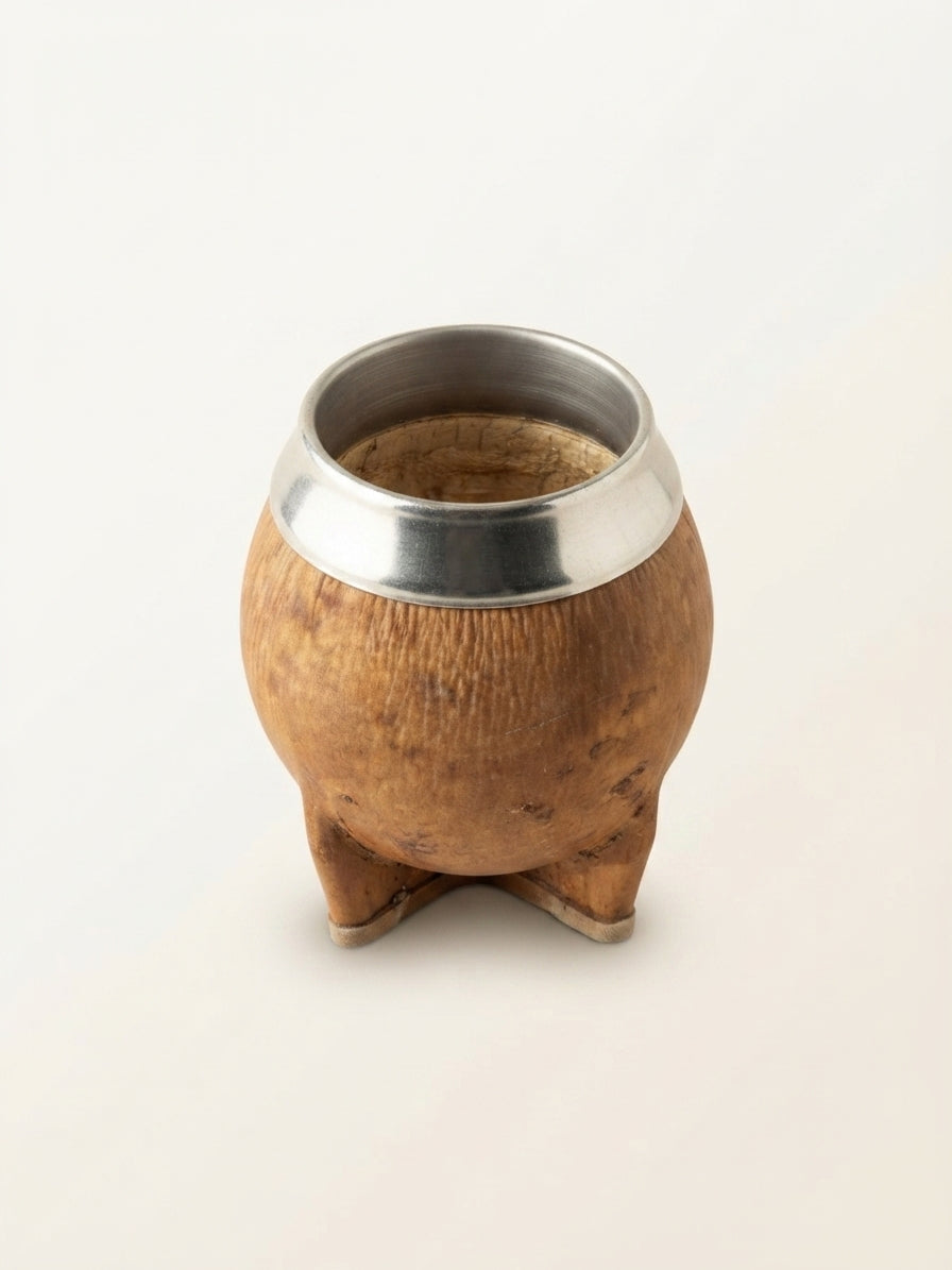 Mate de Calabaza Forrado en Cuero Crudo