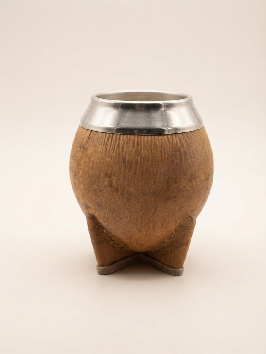 Mate de Calabaza Forrado en Cuero Crudo