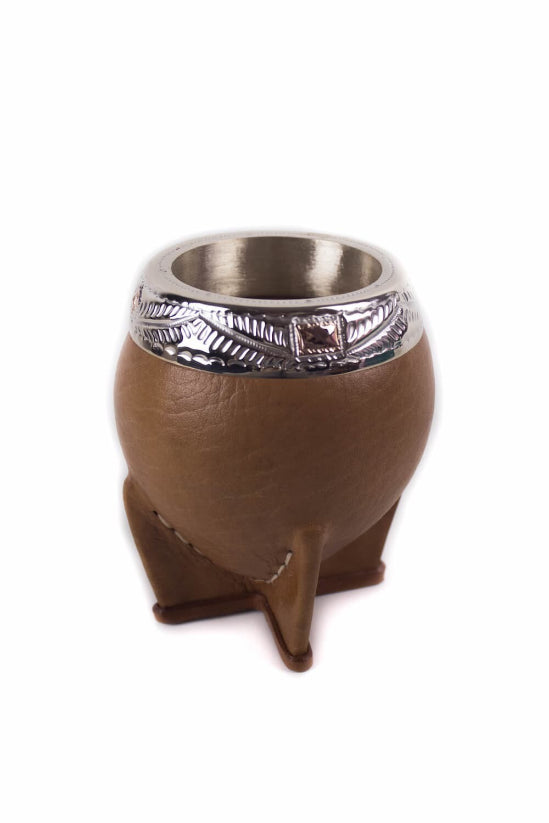 Mate de plata y oro forrado en cuero