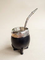 Mate de plata y oro forrado en cuero